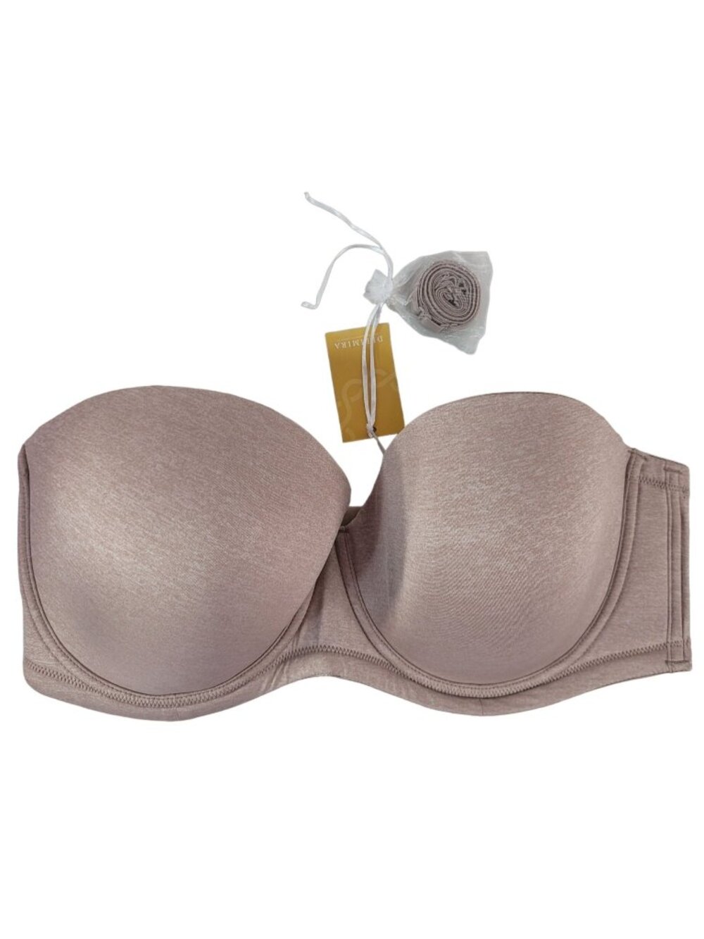 Delimira Convertible Underwire Bra Tan Brown 42DD Molded Sleek Strapless NEW